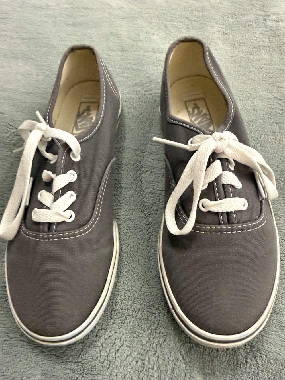 Vans Gray Canvas Kids Sneakers with White Laces